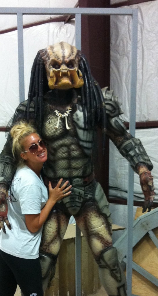 Me posing with Predator, just one of the many extraordinary props available for purchase on my Grandma's site!