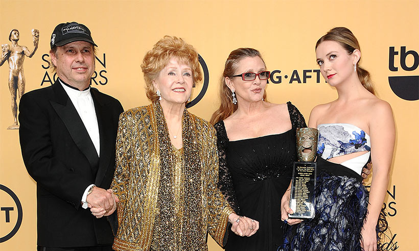 Debbie Reynolds, Carrie Fisher, Todd Fisher and Billie Lourd at the SAG Awards